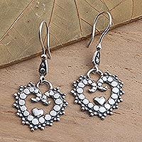 Sterling Silver Heart Earrings from Bali,'Jawan Love'