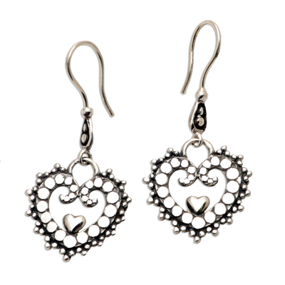 Sterling Silver Heart Earrings from Bali