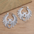 Sterling silver hoop earrings, 'Feathered Crown' - Hand Crafted Sterling Silver Hoop Earrings (image 2) thumbail