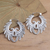 Sterling silver hoop earrings, 'Feathered Crown' - Hand Crafted Sterling Silver Hoop Earrings (image 2b) thumbail
