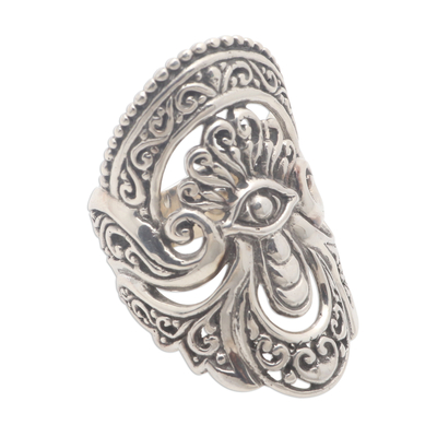 Sterling silver cocktail ring, 'Watching Eye' - Unique Sterling Silver Cocktail Ring from Bali