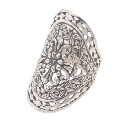 Sterling silver cocktail ring, 'Basket of Blooms' - Sterling Silver Flower Ring