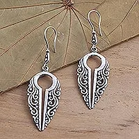 Sterling silver dangle earrings, 'Keyhole'