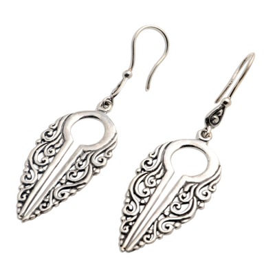 Sterling silver dangle earrings, 'Keyhole' - Keyhole Shaped Sterling Silver Dangle Earrings