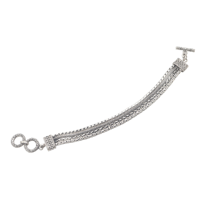 Sterling silver braided bracelet, 'Byzantine Chain' - Hand Crafted Sterling Silver Byzantine Chain Bracelet
