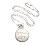 Blue topaz pendant necklace, 'Moon Phase Faces' - Blue Topaz and Sterling Silver Moon Pendant Necklace