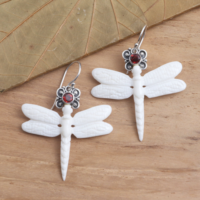 Garnet dangle earrings, Dragonfly Crown