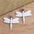 Garnet dangle earrings, 'Dragonfly Crown' - Dragonfly Dangle Earrings with Garnet thumbail