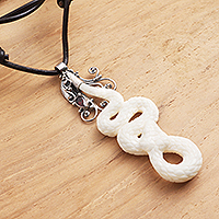 Garnet pendant necklace, 'Snake' - Hand Crafted Snake Necklace with Garnet