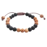 Beaded unity bracelet, 'Chakra Unity' - Balinese Chakra Lava Stone Beaded Unity Bracelet