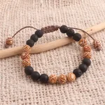 Beaded unity bracelet, 'Chakra Unity' - Balinese Chakra Lava Stone Beaded Unity Bracelet