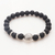 Sterling silver lava stone unity bracelet, 'Three Together' - Balinese Unity Bracelet of Black Lava Stone with Silver 925