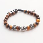 Tiger's eye unity bracelet, 'Helping Hands Together' - Balinese Tiger's Eye Sterling Silver Unity Bracelet
