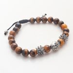 Tiger's eye unity bracelet, 'Helping Hands Together' - Balinese Tiger's Eye Sterling Silver Unity Bracelet