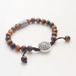 Tiger's eye unity bracelet, 'Unity in Solidarity' - Tiger's Eye and Sterling Silver Unity Bracelet from Bali