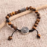 Tiger's eye unity bracelet, 'Unity in Solidarity' - Tiger's Eye and Sterling Silver Unity Bracelet from Bali