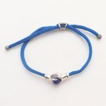 Sterling silver and blue agate unity bracelet, 'Blue Silver Handshake' - Bali Blue Agate and Sterling Silver Cord Unity Bracelet