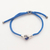 Sterling silver and blue agate unity bracelet, 'Blue Silver Handshake' - Bali Blue Agate and Sterling Silver Cord Unity Bracelet (image 2b) thumbail