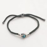 Sterling silver unity bracelet, 'Silver Blue Handshake' - Bali Silver & Reconstituted Turquoise Cord Unity Bracelet