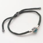Sterling silver unity bracelet, 'Silver Blue Handshake' - Bali Silver & Reconstituted Turquoise Cord Unity Bracelet