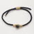 Brass and black agate unity bracelet, 'Golden Handshake' - Bali Brass and Black Agate Cord Unity Bracelet (image 2) thumbail