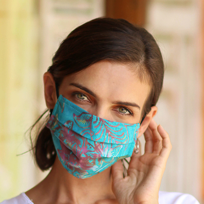 Rayon batik face masks, Tropical Mystique (set of 4)