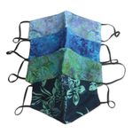 Rayon batik face masks, 'Island Blossoms' (set of 4) - 4 Handmade Floral Batik 2-Layer Face Masks from Bali