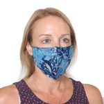 Rayon batik face masks, 'Summer Blossoms' (set of 3) - 3 Handmade Floral Batik 2-Layer Face Masks from Bali