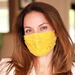 Beaded rayon lace face masks, 'Island Glamour' (set of 3) - 3 Beaded Lace Contoured 2-Layer Rayon Face Masks