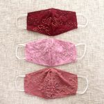 Beaded rayon lace face masks, 'Island Elegance' (set of 3) - 3 Beaded Lace Embroidered Contoured Face Masks