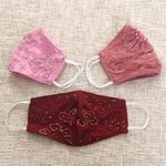 Beaded rayon lace face masks, 'Island Elegance' (set of 3) - 3 Beaded Lace Embroidered Contoured Face Masks