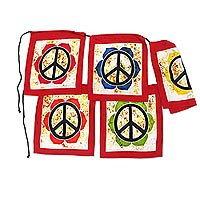 Batik rayon bunting, 'Flower Peace' - Batik Rayon Bunting with Peace Motif