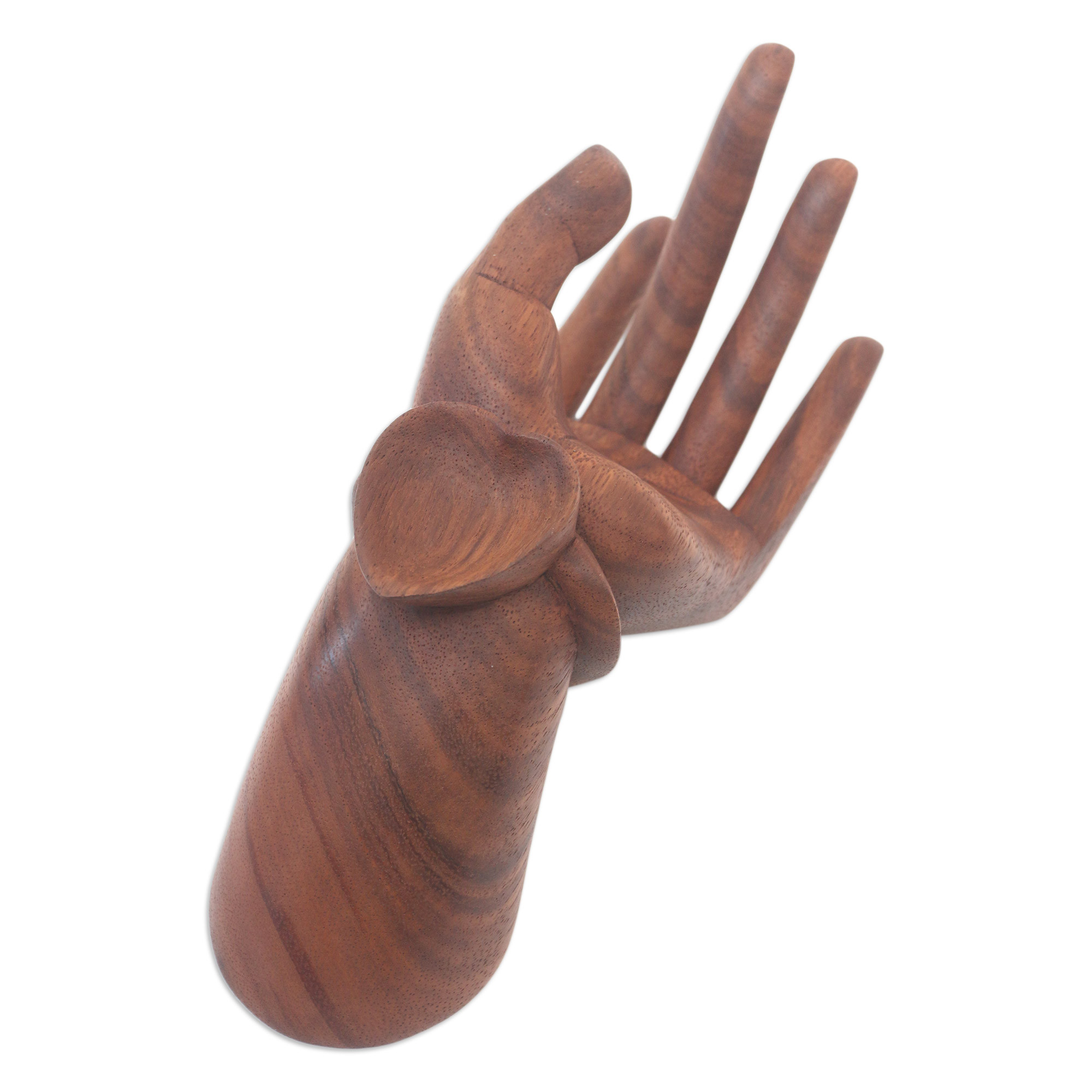 Wood Hand Sculpture Hand Carved in Bali Hand Giving Love NOVICA