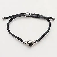 Sterling silver and black agate unity bracelet, 'Silver Handshake'