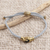 Brass and black agate unity bracelet, 'Golden Grey Handshake' - Bali Brass and Black Agate Grey Cord Unity Bracelet (image 2c) thumbail