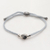 Sterling silver and black agate unity bracelet, 'Silver Grey Handshake' - Bali Black Agate & Sterling Silver Grey Cord Unity Bracelet (image 2) thumbail