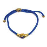 Brass and blue agate unity bracelet, 'Golden Hands' - Adjustable Unity Bracelet