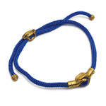 Brass and blue agate unity bracelet, 'Golden Hands' - Adjustable Unity Bracelet