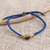 Brass and blue agate unity bracelet, 'Golden Hands' - Adjustable Unity Bracelet