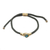 Brass unity bracelet, 'Golden Blue Handshake' - Bali Brass & Reconstituted Turquoise Cord Unity Bracelet