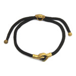 Brass and obsidian unity bracelet, 'Golden Handshake' - Brass and Black Obsidian Cord Unity Bracelet from Bali