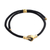 Brass and obsidian unity bracelet, 'Golden Handshake' - Brass and Black Obsidian Cord Unity Bracelet from Bali thumbail
