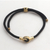 Brass and obsidian unity bracelet, 'Golden Handshake' - Brass and Black Obsidian Cord Unity Bracelet from Bali (image 2e) thumbail