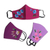 Hand painted face masks, 'Purple Floral Trio' (set of 3) - 3 Hand-Painted Floral Crepe Face Masks 2 Purple/1 Red
