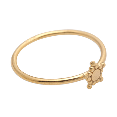 Gold plated band ring, 'Dainty Star' - Dainty Gold Plated Band Ring with Star Accent