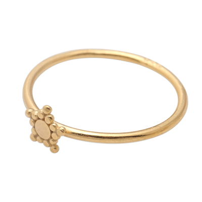 Gold plated band ring, 'Dainty Star' - Dainty Gold Plated Band Ring with Star Accent