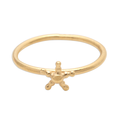 Beaded Gold Plated Star Ring from Bali