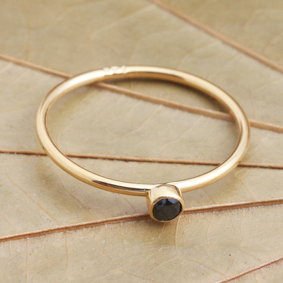 Gold plated onyx solitaire ring, Subtly Sweet