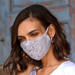 Beaded rayon lace face masks, 'Island Fashion' (set of 3) - 1 Grey-1 White-1 Grey Beaded Lace Balinese Face Masks