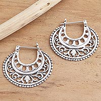 Sterling silver hoop earrings, 'Subtle Curves' - Balinese Sterling Silver Hoop Earrings